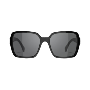 Chanel Square Sunglasses Acetate & Black Frame Grey Lenses Asian Fit
