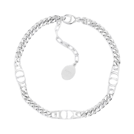 B2162HOMST-D990 Dior CD Icon Thin Chain Link Bracelet Silver