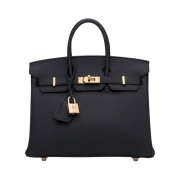 Hermes Birkin 25 Bag Togo & Rose Gold Noir