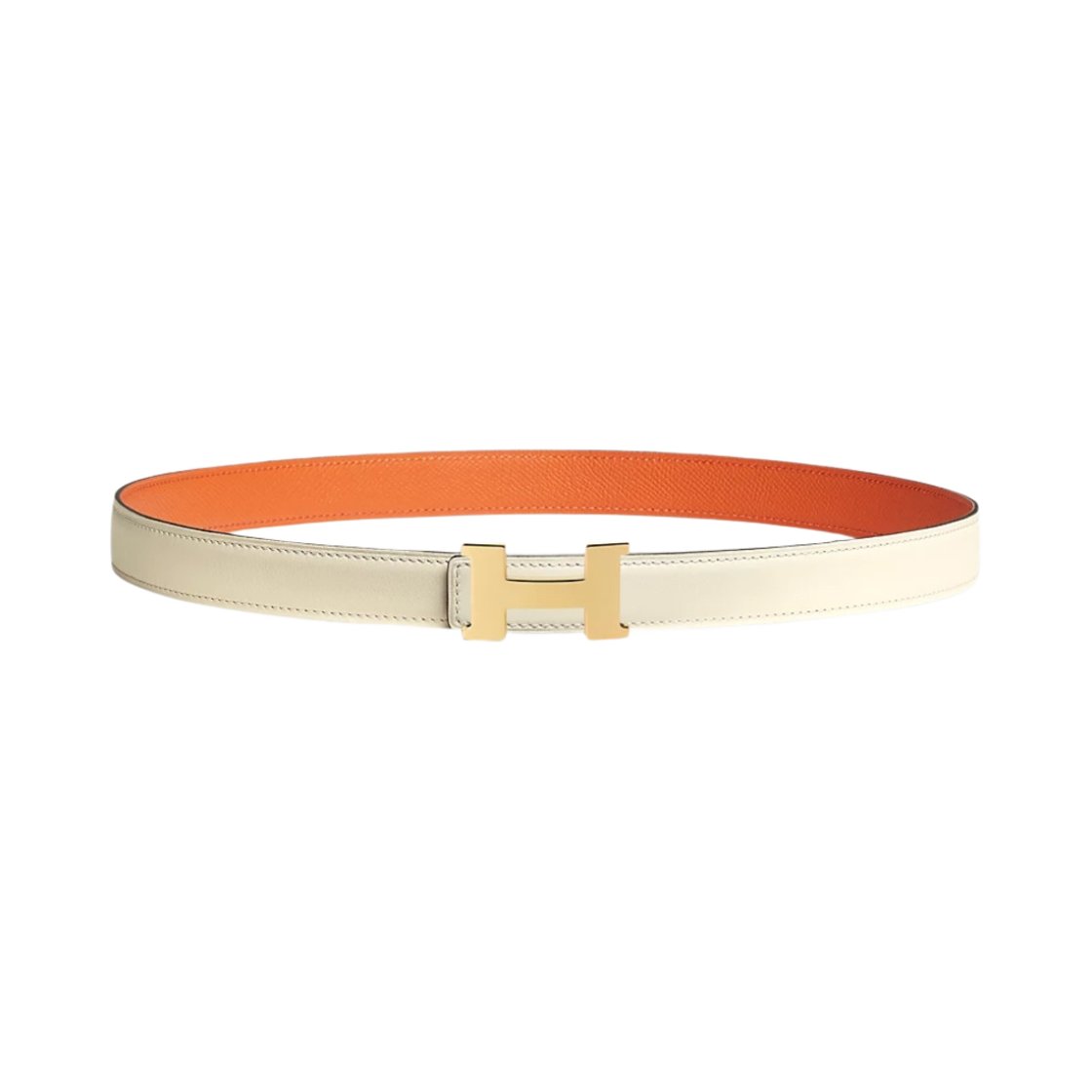 (W) 에르메스 미니 콘스탄스 벨트 버클 & 리버서블 가죽 스트랩 24mm & 골드 나타 오랑쥬((W) Hermes Mini Constance Belt Buckle & Reversible Leather Strap 24mm & Gold Nata Orange) - 1
