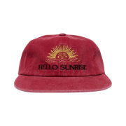 Hello Sunrise Washed Two Tone Logo 6Panel Cap Vintage Red