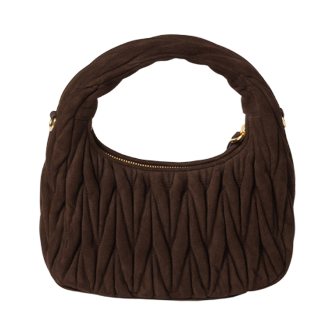 미우 미우 완더 마테라쎄 스웨이드 호보백 다크 브라운(Miu Miu Wander Matelasse Suede Hobo Bag Dark Brown) - 3