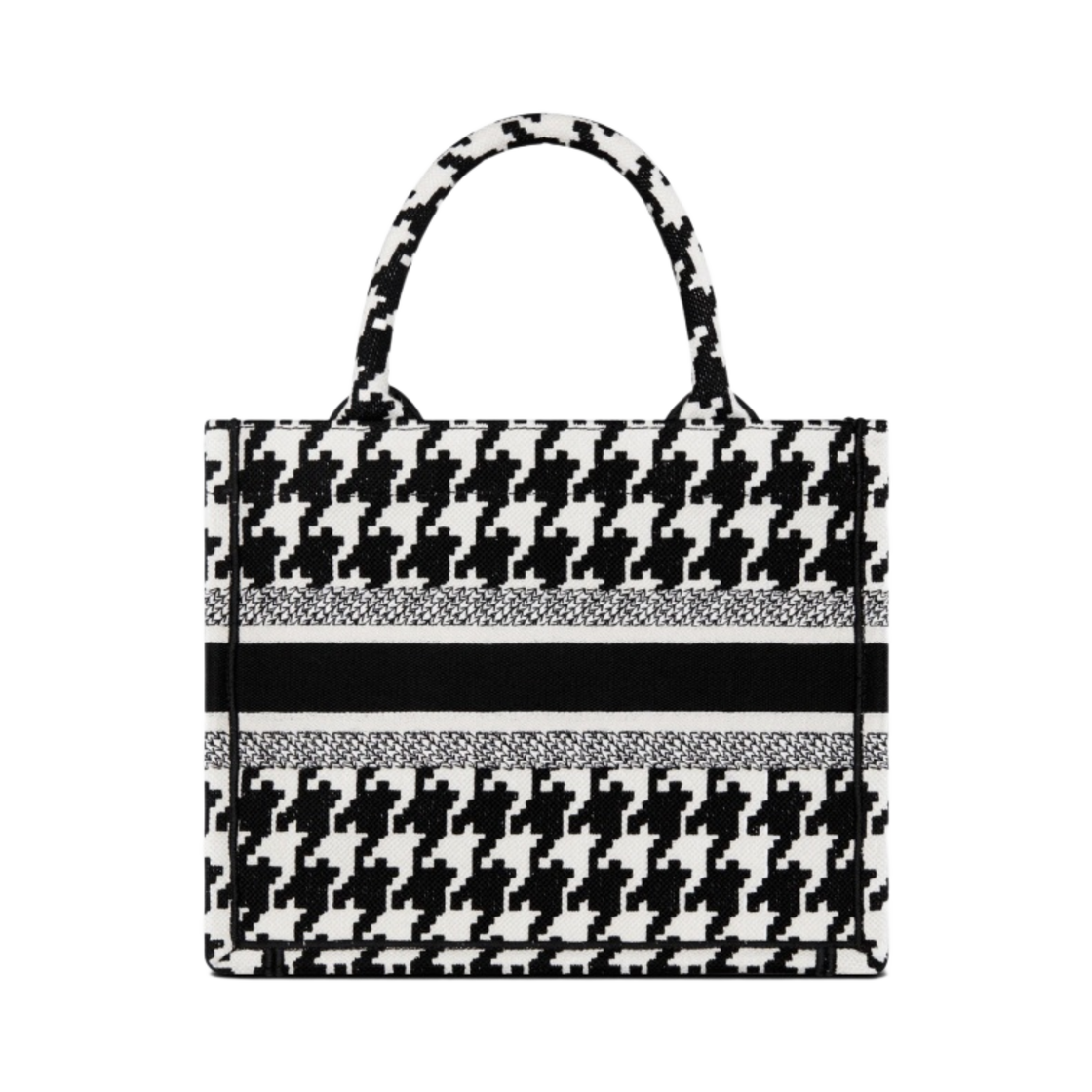 디올 스몰 북 토트백 블랙 화이트 매크로 하운즈투스 모티프 코튼 자수(Dior Small Book Tote Bag Black White Macro Houndstooth Motif) - 3