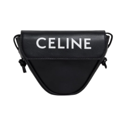 Celine Mini Triangle in Smooth Calfskin with Celine Print Black