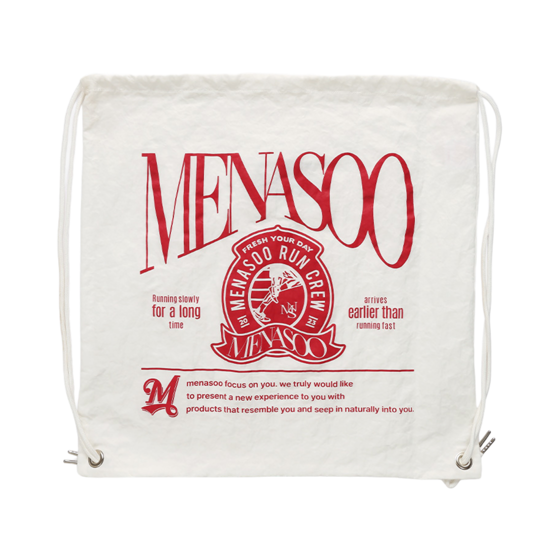 BAG-NYN-WH Menasoo Nylon String Backpack White