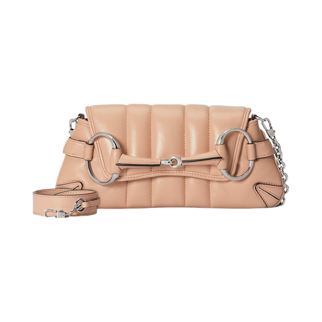 구찌 홀스빗 체인 스몰 숄더백 로즈 베이지 레더(Gucci Horsebit Chain Small Shoulder Bag Rose Beige Leather) - 3