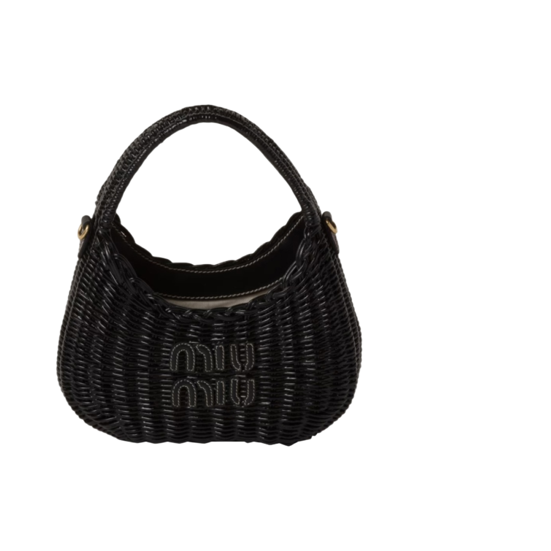 미우 미우 완더 위커 호보백 블랙(Miu Miu Wander Wicker Hobo Bag Black) - 1