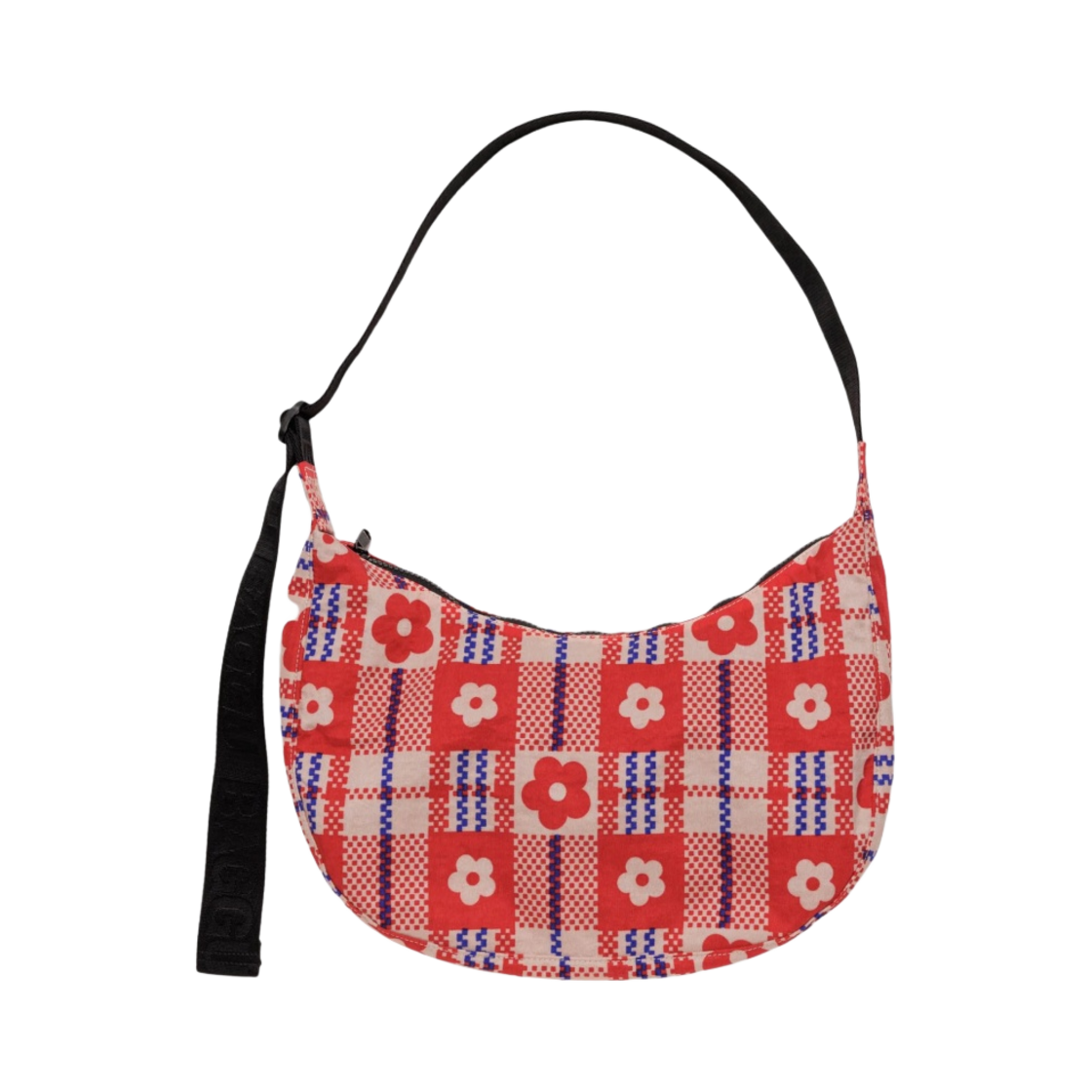 샌디 리앙 x 바쿠 미디움 나일론 크레센트 백 플라워 마켓 플레이드(Sandy Liang x Baggu Medium Nylon Crescent Bag Flower Market Plaid)