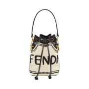 Fendi Mon Tresor Straw Mini Bag Black Natural