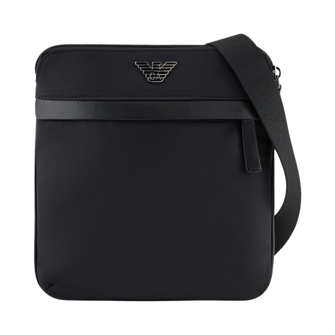 EM001807AF13454UC001 Emporio Armani ASV Recycled Nylon Flat Shoulder Bag Black