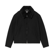 Haleine Detachable Collar Wool Crop Jacket Black (VJ412)
