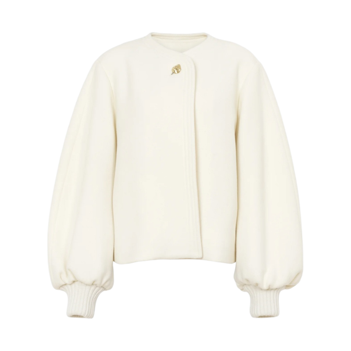 (W) 끌로에 벌룬 슬리브 숏 코트 이든 화이트((W) Chloe Balloon Sleeve Short Coat Eden White)