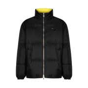 Prada Mid Length Re-Nylon Reversible Down Jacket Black Yellow