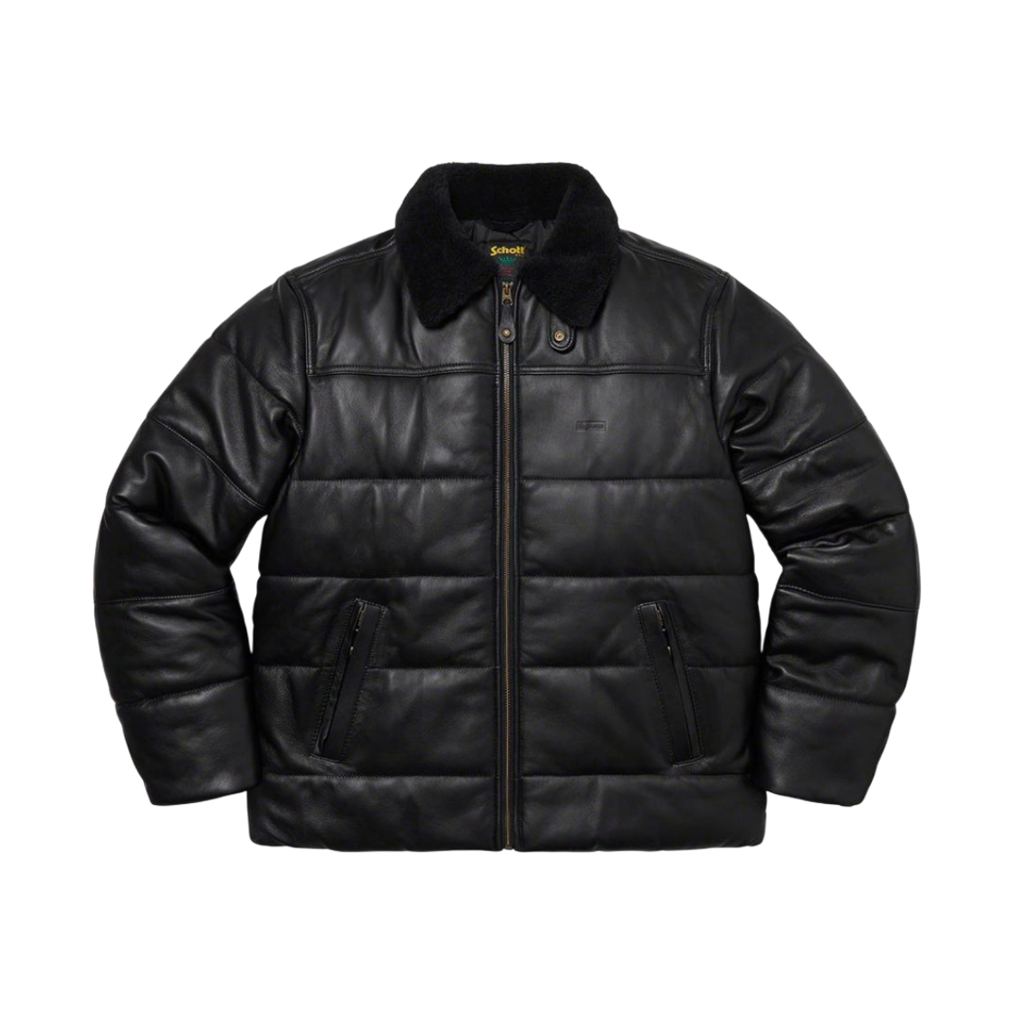 슈프림 x 쇼트 셔링 칼라 레더 퍼피 자켓 블랙 - 21FW(Supreme x Schott Shearling Collar Leather Puffy Jacket Black - 21FW) - 1