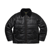 Supreme x Schott Shearling Collar Leather Puffy Jacket Black - 21FW