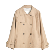 (W) Max Mara The Cube Water-Repellent Cotton Twill Trench Coat Camel