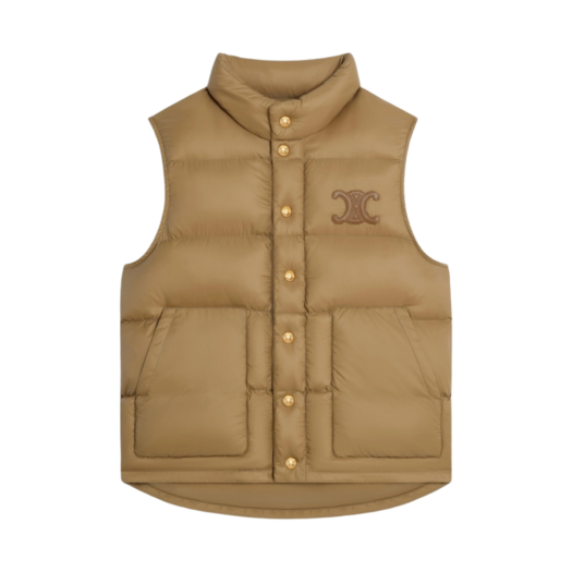 (W) Celine Quilted Vest in Lightweight Nylon Camel