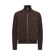 Moncler Padded Wool & Velvet Cardigan Brown - 24FW