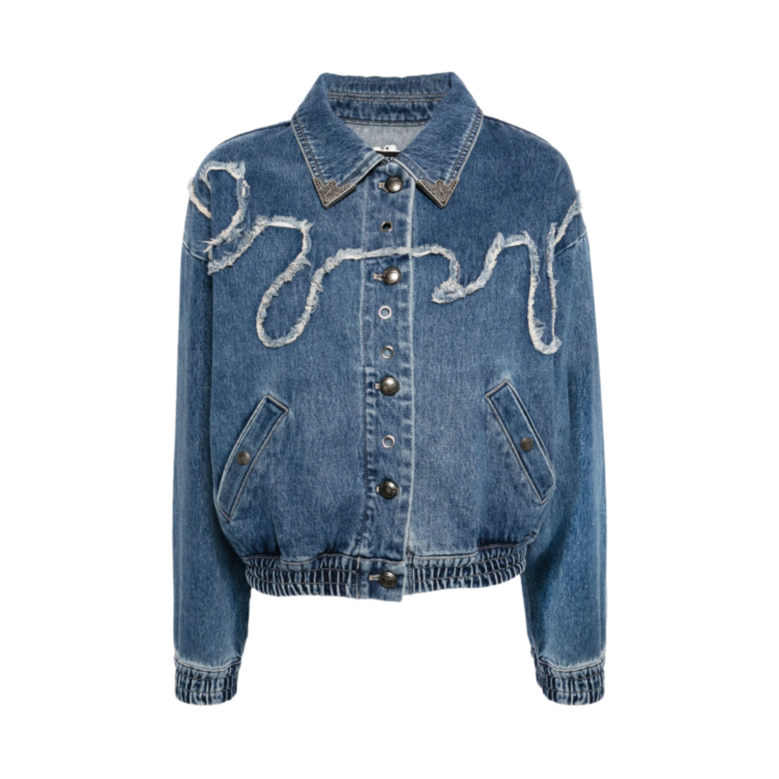 (W) 앤더슨벨 미오코 웨이브 데님 재킷 데님 블루((W) Andersson Bell Miako Wave Denim Jacket Denim Blue)