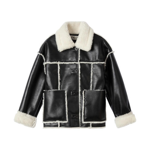 BCWTFUR003BK En Or Woman Vegan Leather Cutting Mustang Black