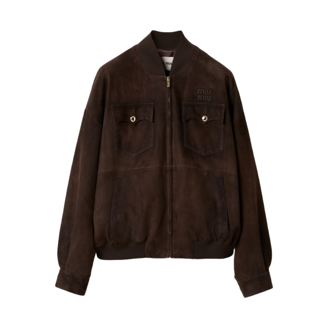 MPV899-104R-F0003 (W) Miu Miu Suede Napa Leather Jacket Dark Brown