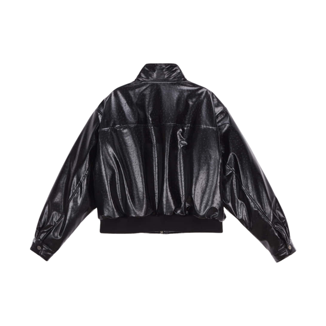 (W) 마뗑킴 하이 넥 레더 자켓 블랙((W) Matin Kim High Neck Leather Jacket Black) - 2