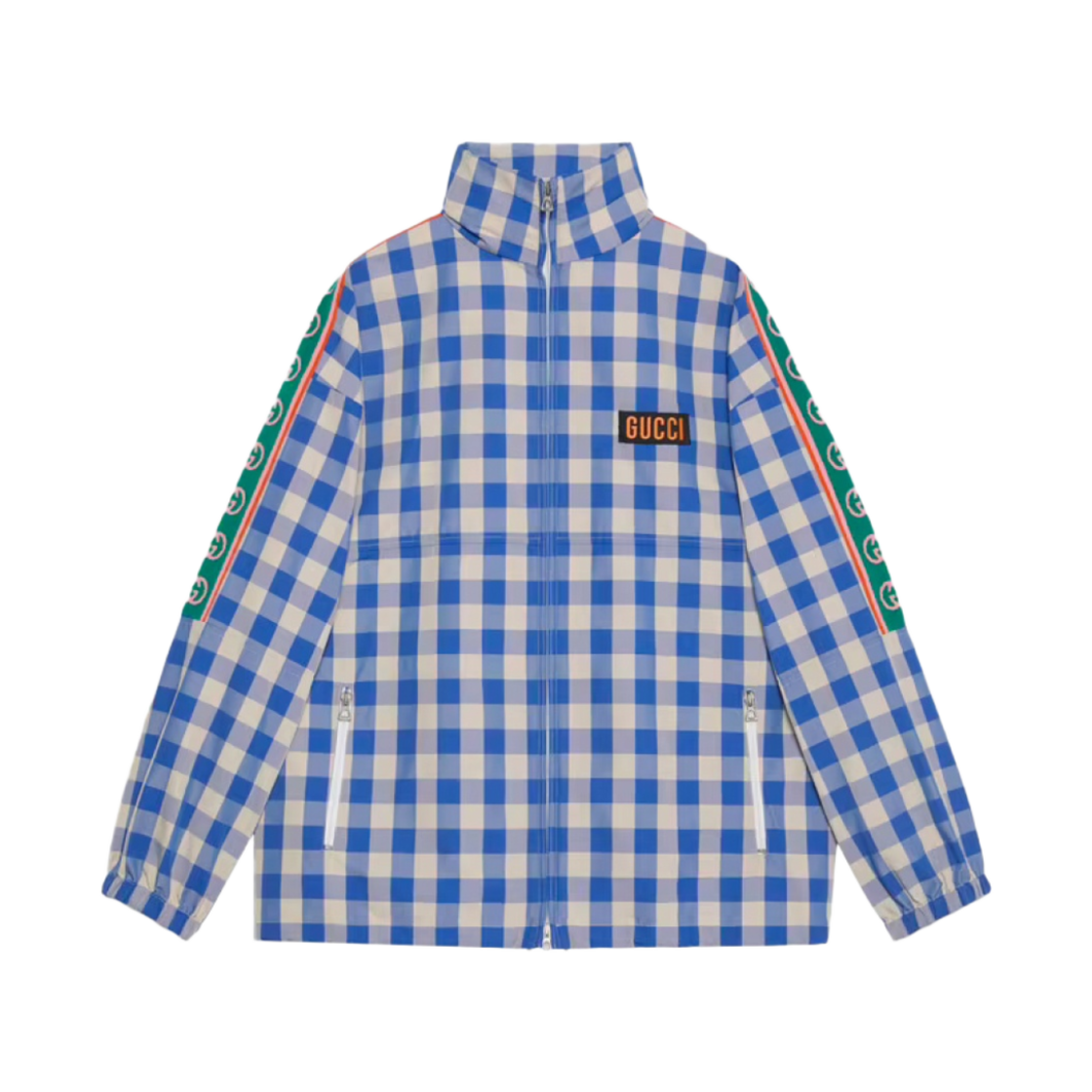 구찌 파인애플 체크 나일론 자켓 블루 화이트 | Gucci | KREAM