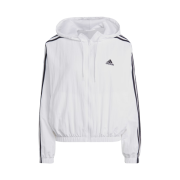 (W) Adidas Essential 3-Stripes Woven Windbreaker Jacket White - KR Sizing
