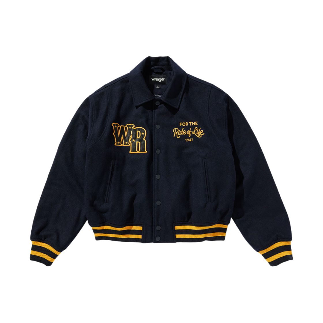 WR2404JK02NA Wrangler Embroidered Quilted Varsity Jacket Navy