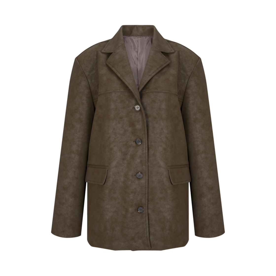 lr24fw08 Leterie Faux Leather Blazer Jacket Olive