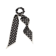(W) Chanel Hair Accessory Silk Twill & Black Ivory