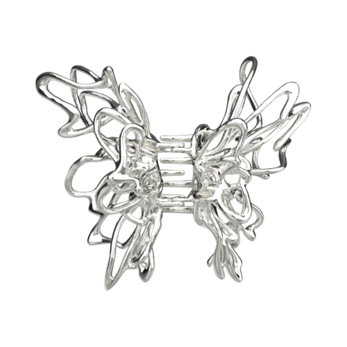 (W) 위민 리플 리퀴파이드 메탈 버터플라이 헤어 클로 클립 실버