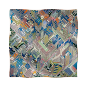 (W) Hermes Pantin City Scarf 90 Bleu Cobalt Vert Jaune