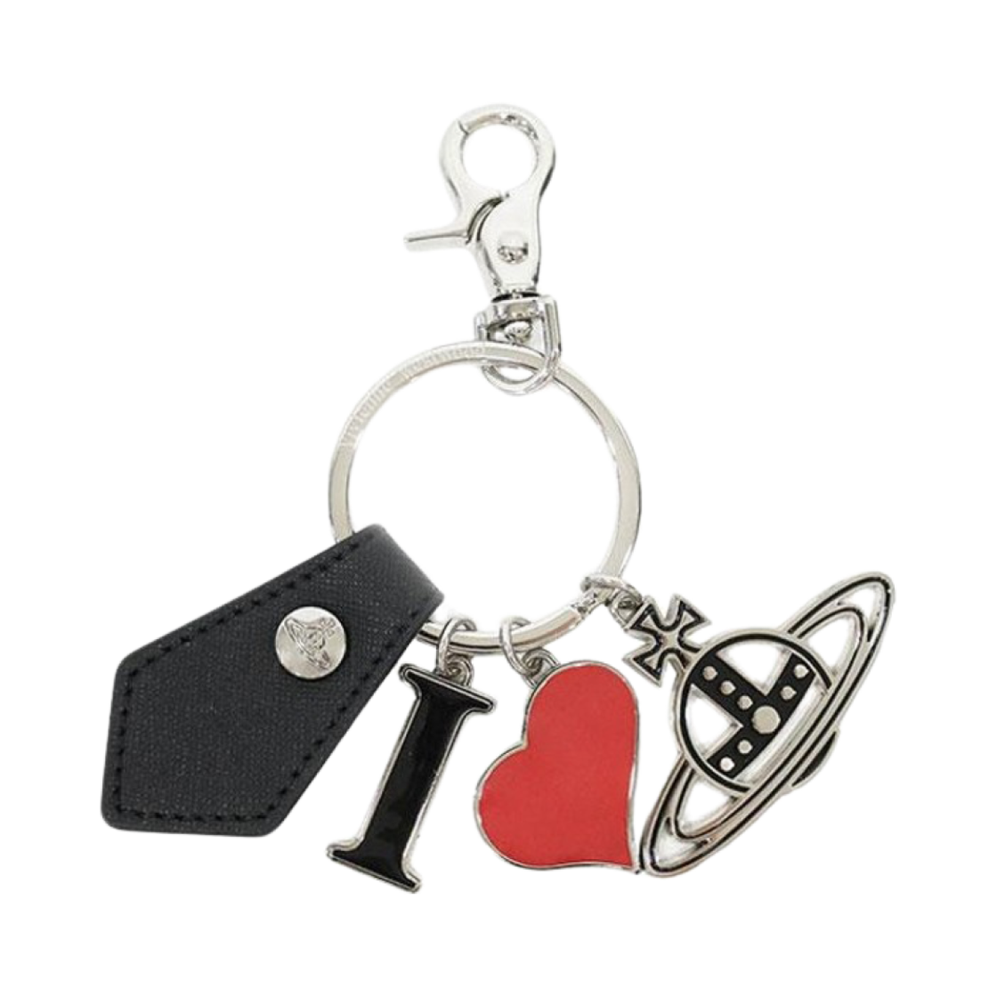 8203011EU-S000B/S0021-N401 Vivienne Westwood Saffiano I Love Orb Keyring Black