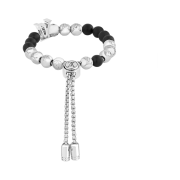 Louis Vuitton Monogram Beads Bracelet Silver Black