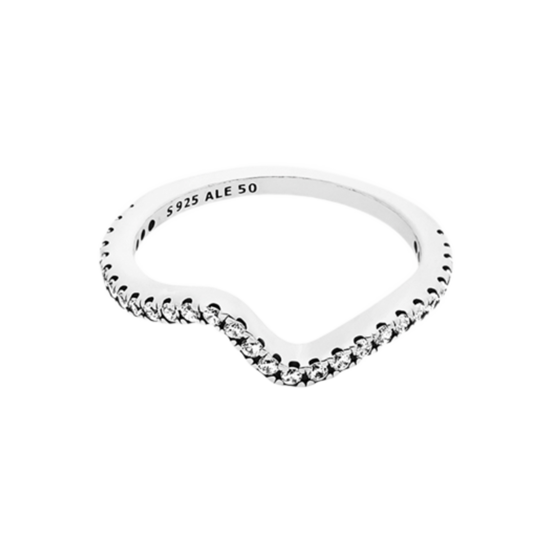 192539C01 (W) Pandora Sparkling Wave Ring Sterling Silver Clear