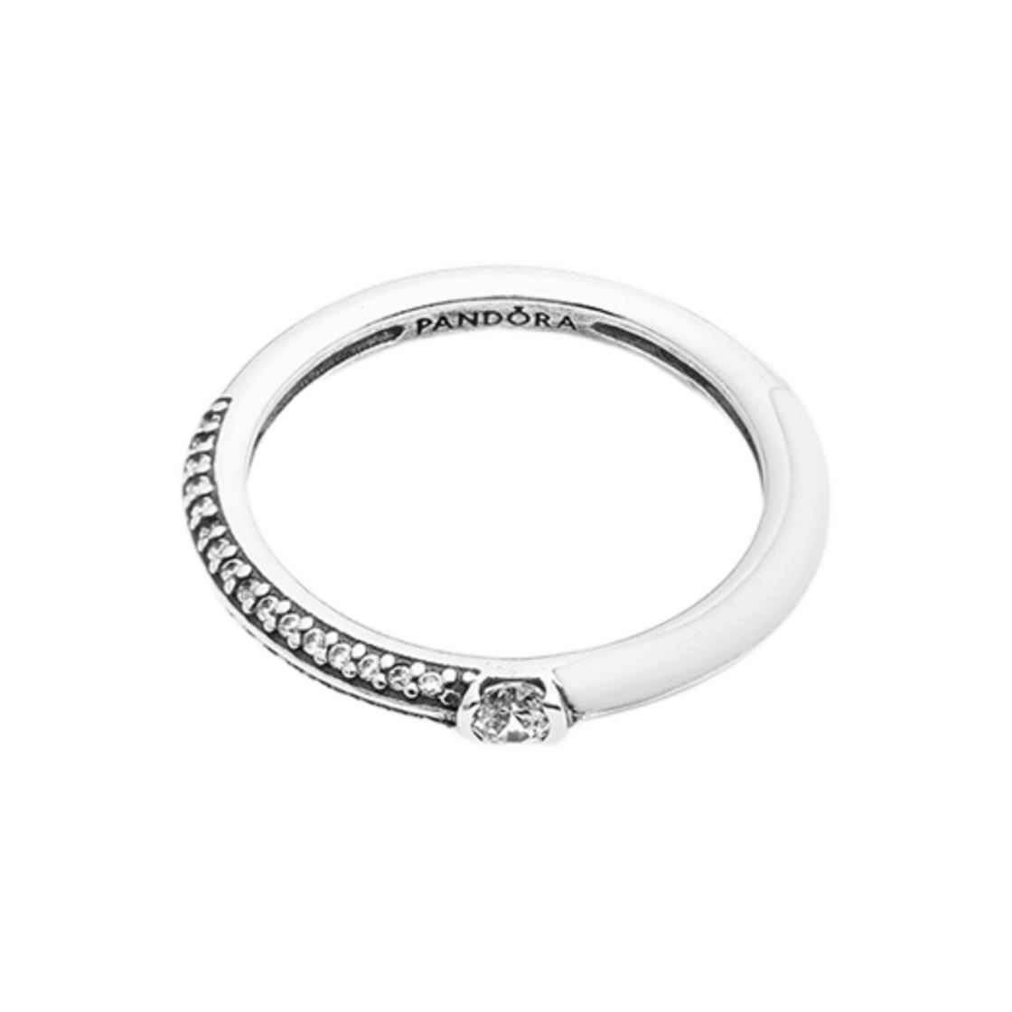 (W) 판도라 미 파베 & 듀얼 링 스털링 실버 화이트((W) Pandora ME Pave & Dual Ring Sterling Silver White)