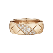 Chanel Coco Crush Ring Quilted Motif Small & 18K Beige Gold Diamonds