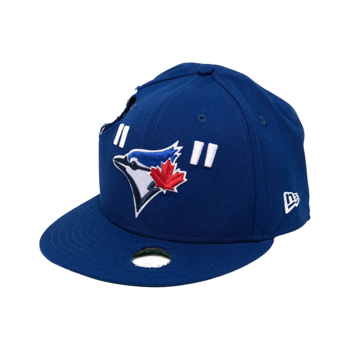 오프화이트 x 뉴에라 토론 블루제이스 피티드 캡 블루 레드(Off-White x New Era Toronto Blue Jays Fitted Cao Blue Red)