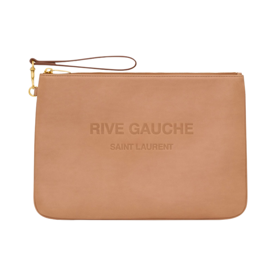 생로랑 리브 고쉬 비치 파우치 베지터블 탠 레더 브라운 골드(Saint Laurent Rive Gauche Beach Pouch In Vegetable-Tanned Leather Brown Gold) - 1