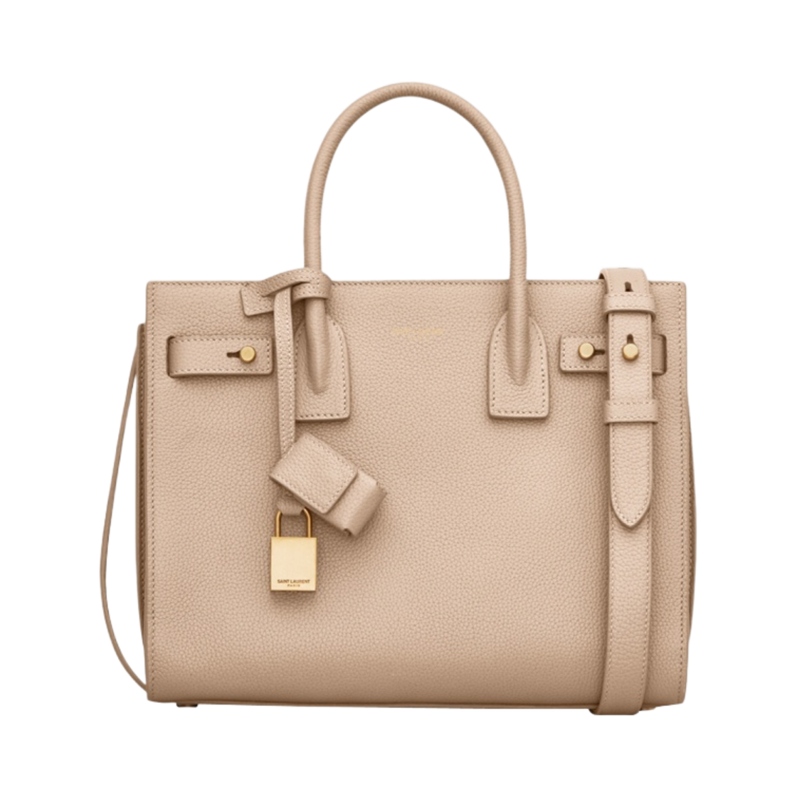 717449-DTI0W-2721 Saint Laurent Sac De Jour Nano in Supple Grained Leather Dark Beige