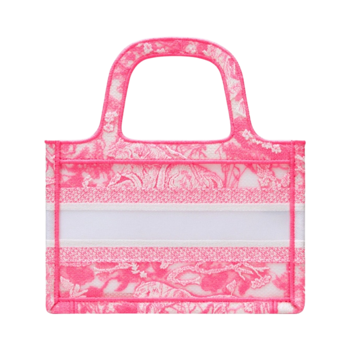 디올 미니 북 토트백 트왈 드 주이 리버스 투명 캔버스 플로레센트 핑크(Dior Mini Book Tote Toile de Jouy Reverse Transparent Canvas Fluorescent Pink) - 3