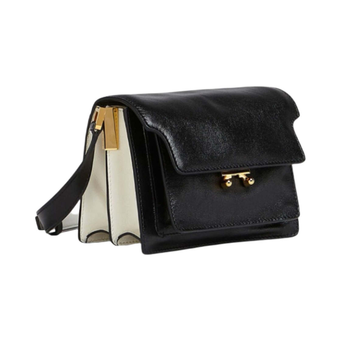 마르니 레더 트렁크 소프트 미니백 블랙 라임스톤(Marni Leather Trunk Soft Mini Bag Black Limestone) - 2