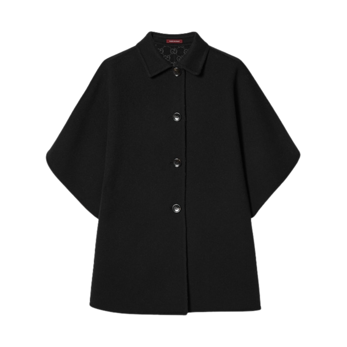 (W) 구찌 리버시블 GG 실크 울 코트 블랙 그레이((W) Gucci Reversible GG Silk Wool Coat Black Grey)