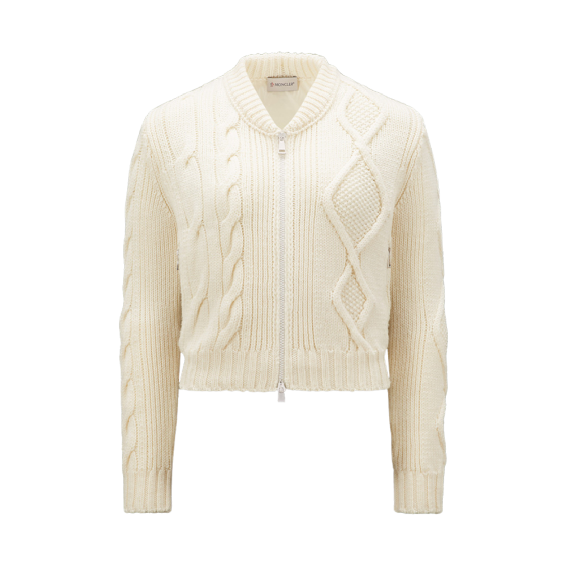 (W) 몽클레르 패딩 울 집업 가디건 화이트 - 23FW((W) Moncler Padded Wool Zip-Up Cardigan White - 23FW)