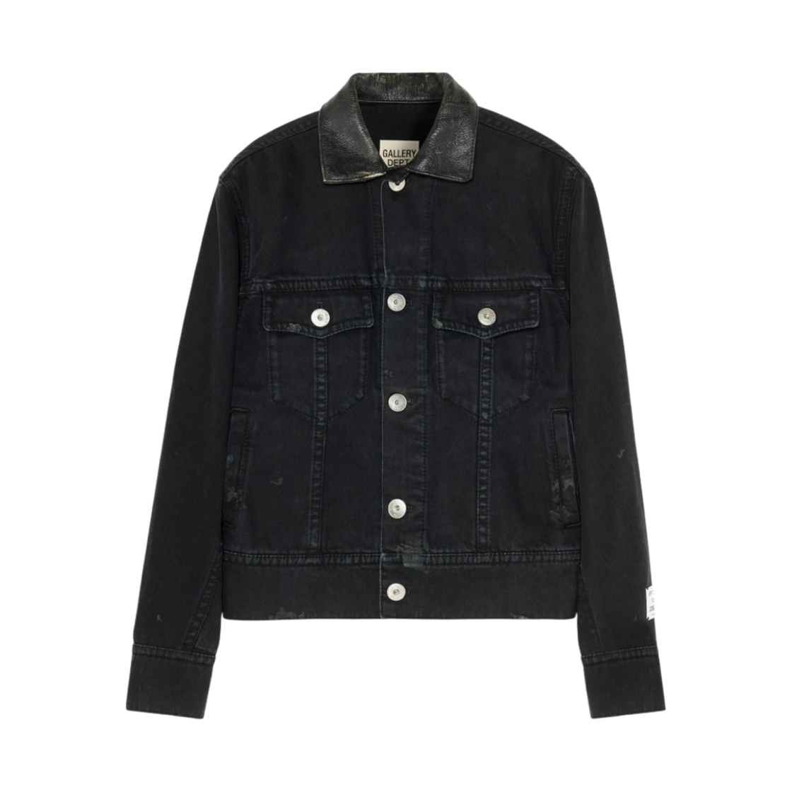 RM-JAG035-D013-P22-S1 Gallery Dept. x Lanvin Leather Collar Denim Jacket Black