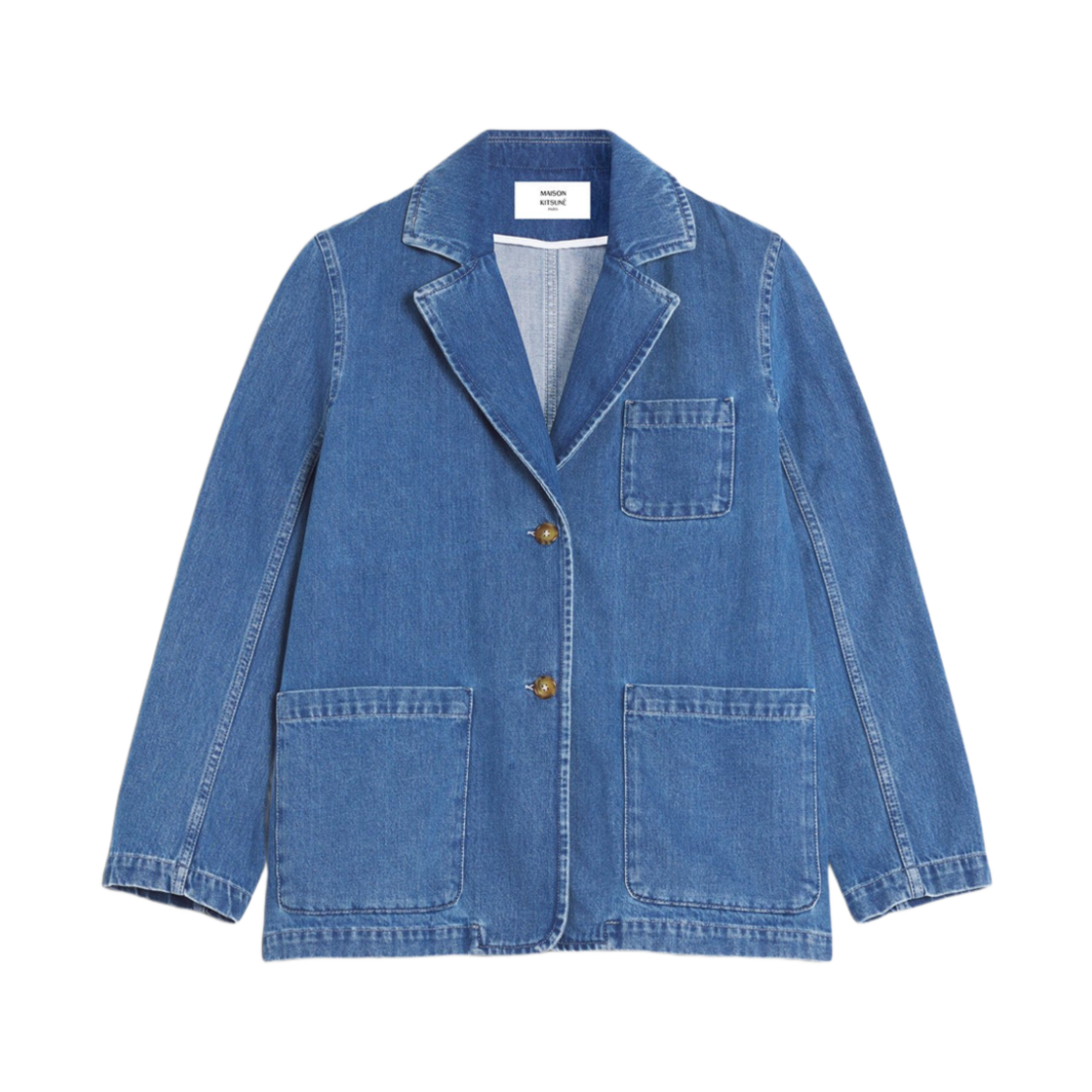 (W) 메종 키츠네 디컨스트럭티드 테일러드 자켓 라이트 스톤 인디고((W) Maison Kitsune Deconstructed Tailored Jacket Light Stone Indigo) - 1