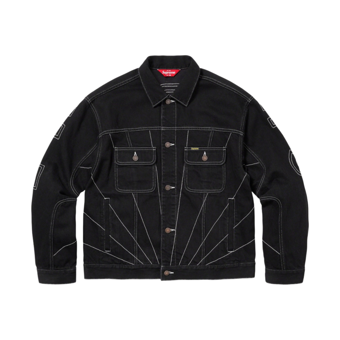 슈프림 레이디얼 자수 데님 트러커 자켓 블랙 - 23FW
