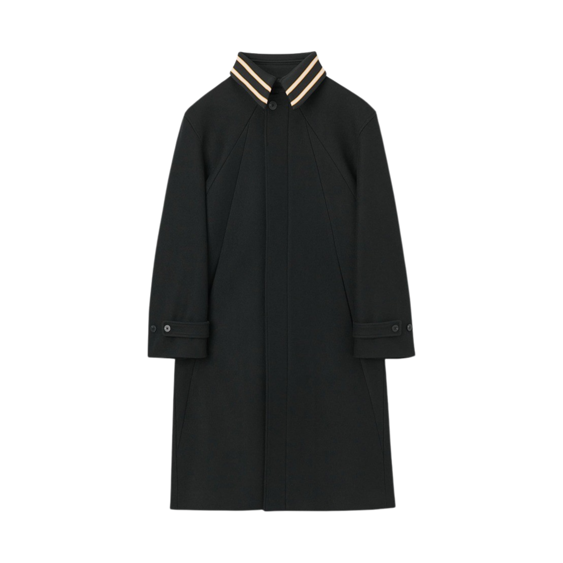 타이핑 미스테이크 니트 카라 싱글 브레스티드 코트 블랙(Typing Mistake Knit Collar Single Breasted Coat Black)