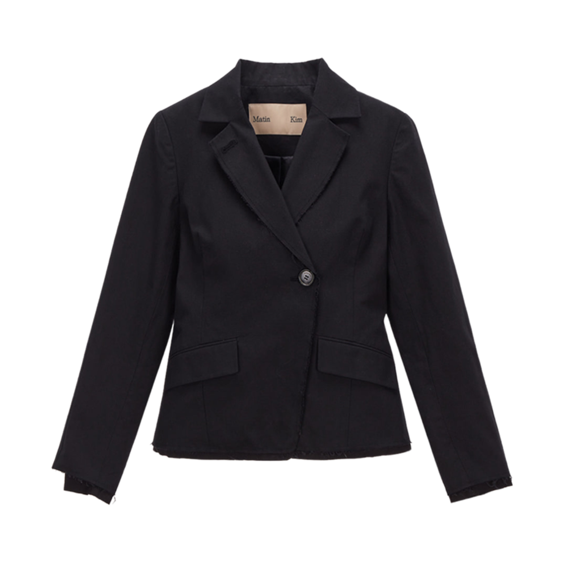 MTK224JK010W0BB (W) Matin Kim Raw Cutting Short Line Jacket Black